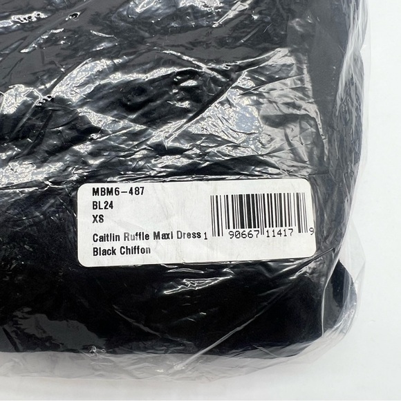 Show me your mumu caitlin ruffle maxi dress black chiffon size xxs and xs - Picture 5 of 10